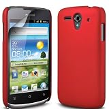 (Red) Huawei Ascend G300 Protective Hard Back Shell Case Cover Skin & 3 LCD Screen Protector Guard By *Aventus*