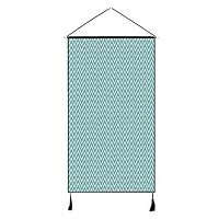 DJKMI Blue Stylish Hanging Poster,Ocean Sea Wave Like Zig Zag Lines for Minimalist Kitchen Teen Living Room for Living Room Bedroom,13" W x 47" H