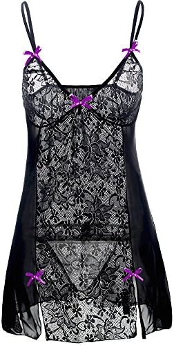 IYISS Women Sexy Lingerie Lace Underwear Chemise Set (4XL=US Size 3XL, Purple)