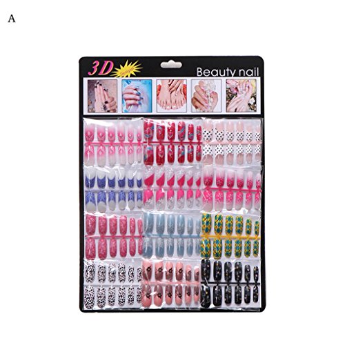 Nail Art,Putars Fashion 144Pcs Mixed Set False Nail Tips Artificial Fake Nails Art Acrylic Manicure Gel