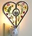 BANBERRY DESIGNS Mom Night Light - Heart with Pressed Flowers Between Glass - Includes Engraved Mom Charm - 4.5