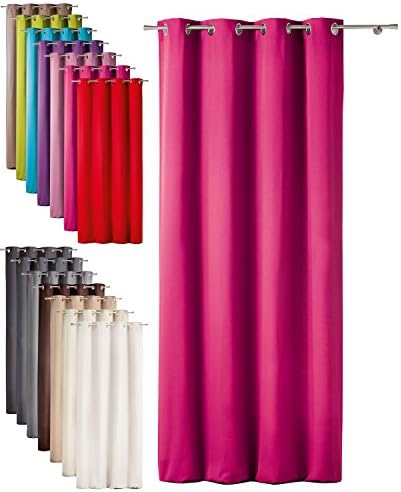 Today 257301 Polyester Blackout Curtain with Eyelets - 140 x 260 cm, polyester, Jus de Myrtille/Fuchsia, 140x260 cm
