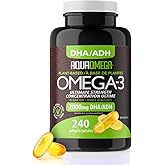 AQUAOMEGA Ultimate Strength Plant Based Omega 3 Supplements, Vegetarian Omega3 Supplements, High DHA Supplement from Algae Oi