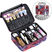 Makeup Bag 15 inch Large Capacity Makeup Train Case Cosmetic Case Artist Makeup Organizer Professional with Adjustable Dividers Portable Storage Bag for Women Girl Waterproof with Shoulder Strap