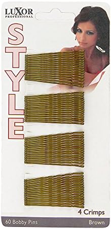 Luxor Professional 60 Bobby Pins - 4 Crimps - Rubber Tips Model No. 5151BR Bronze