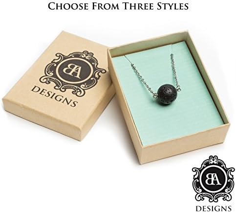 Essential Oil Diffuser &amp; Aromatherapy Necklace | Single Stone Lava Bead Jewelry | Stainless Steel Chain