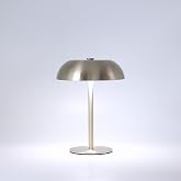 Cordless LED Mushroom Table Lamp, 5200mAh Battery, Dimmable 3 Color, Silver | Small, 8.46in, Portable, Easy to Assemble, Metal Structure, Rechargeable, Suitable for Bedroom, Caf&eacute;, and Bar Counter