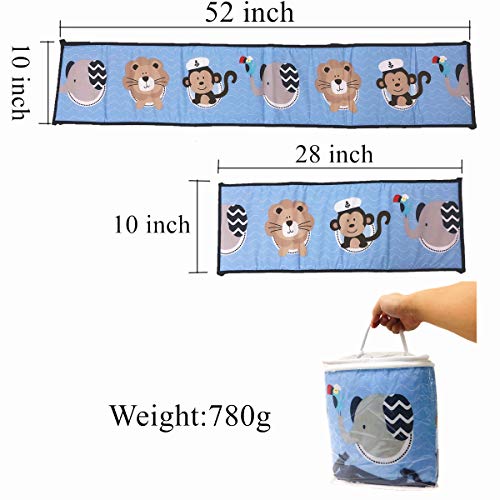 Amomo Crib Bumpers Breathable Baby Bumper Pads 4 Piece for Baby Girl Boy (Blue-Animals） - Thumbnail 2