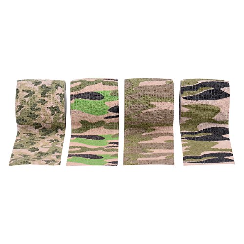 LiangGui 4 Pack Multifunction Self-Adhesive Protective Camouflage Tape Wrap for Gun Rifle Shotgun Camping Hunting