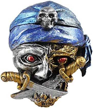 SOGAR Resin Pirates Skull Ashtray Hollow Brain Head Cover for Halloween Easter Day Festival Party Show Celebration,Blue
