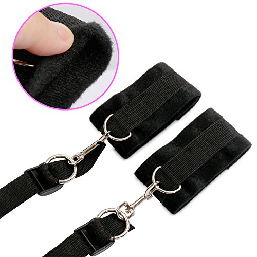 MELO Under Bed Extra-Strength Bondage Strap Set with Ankle/Hand Cuffs, Black