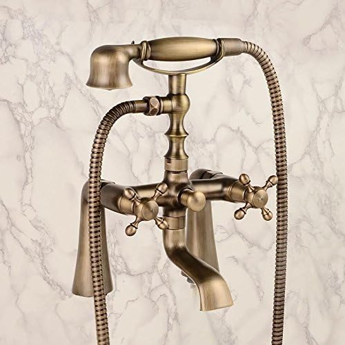 Rain Shower Faucets with Ceramic Mixer Tap Antique Brass Bath Shower Faucet Set Bathtub Faucet