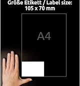 Avery Zweckform A4 White Labels Inkjet Laser 800 Pack 105x70mm view 3