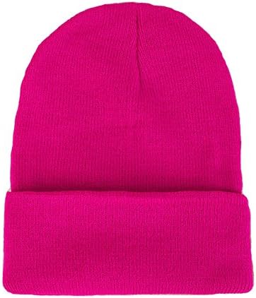 CANCA Unisex Cuff Warm Winter Hat Knit Plain Skull Beanie Toboggan Knit Hat/Cap (Rose Red)