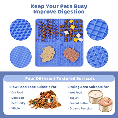 Odoland 2 in 1 Slow Feeder Dog Bowls and Licking Mat, Puzzle Dog Food Bowl with Premium Lick Pad and Outdoor Foldable Dog Bowl Anti-Gulping Interactive Water Dog Bowl