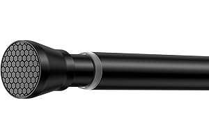 SISELBA Adjustable Tension Curtain Rod 30 to 64 inches, Spring Curtain Rod for Windows Tension Rod No Drill, Spring Tension Curtain Rod for Window, Bathroom, Doorway, Black