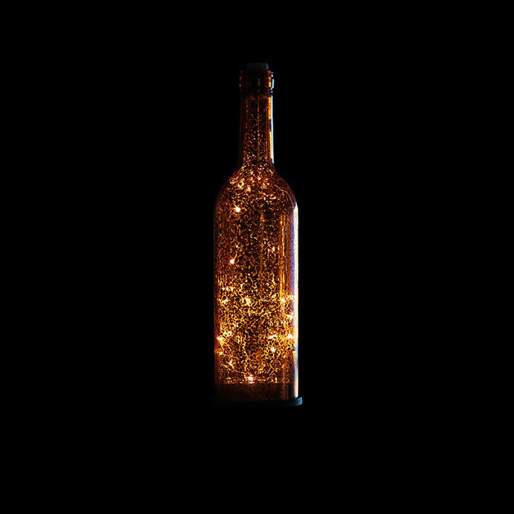 Night Light Retro Fire Tree Silver Flower Sky Wine Bottle Ambiance LED Cabinet Xuan Guang Light Bedroom Romantic Atmosphere Button Warm Light Firefly Light (Color : Orange Hollow)
