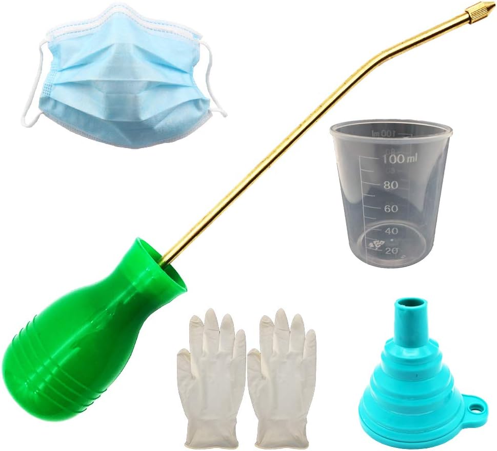 BITEYI Pest Control Bulb Sprayer Handheld Pesticide Diatomaceous Earth Powder Duster with Long Copper Tube to Get Rid of Bugs & Pests (Green)