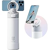 Magcheer Insulated Magnetic Water Bottle - Reusable Stainless Steel Bottle with MagSafe Compatible Phone Holder - Keeps Cold for 24 Hours - Perfect for Gym, Sports, and Travel - White 24oz