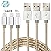 iPhone Cable DANTENG, 3Pack 10FT Extra Long Charging Cord - Nylon Braided 8 Pin to USB Lightning Charger for iPhone 7,SE,5,5s,6,6s,6 Plus,iPad Air,Mini,iPod(Gold Silver)