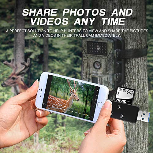 SD/Micro SD Card Reader for iPhone/iPad/Mac/Android/Computer/Camera,Trail Camera Viewer &Memory Card Reader Micro SD Card Adapter to View Hunting Game Camera Photos and Videos on Smartphone - Thumbnail 4