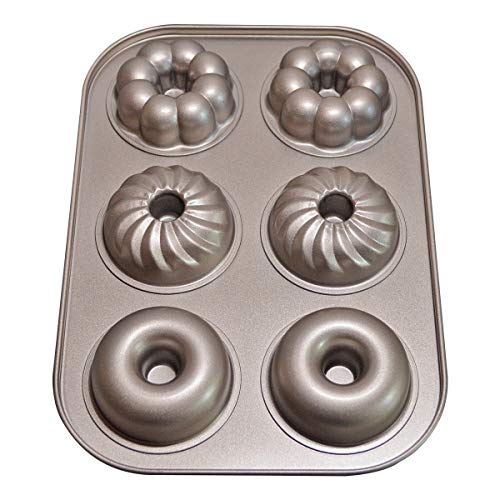 Donut Pans, Nonstick 6 Cavity Doughnut Pan with 3 Patterns, Carbon
