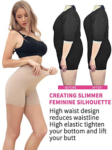 SLIMBELLE Slip Shorts for Women Under Dresses Seamless Boyshorts Panties No Panty Line Underwear Nude M - Thumbnail 3