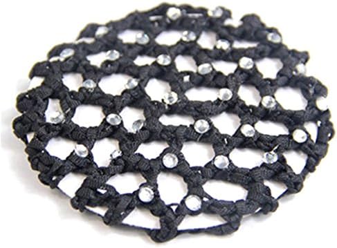 Display08 Women Bun Cover Hair Net Ballet Dance Rhinestone Crochet