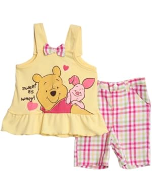 Baby Girls' Winnie The Pooh 2 Piece Knit Shirt And Woven Pant Set