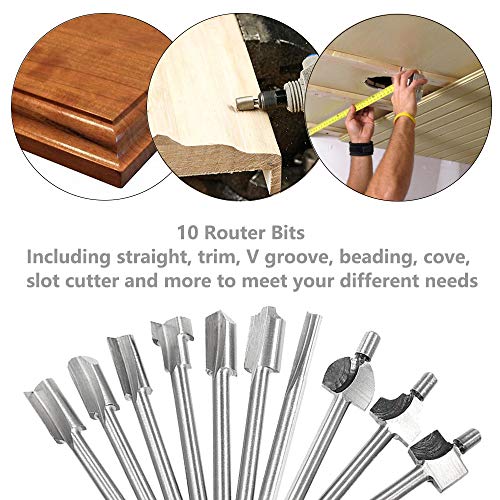 Saiper 10pcs HSS Carpentry Router Bits 1/8 Inch(3mm) Shank Engraving Bits Fit for Dremel Foredom Rotary Tools Set for Edge Grooving Wood Deburring Engraving and Milling - Thumbnail 4