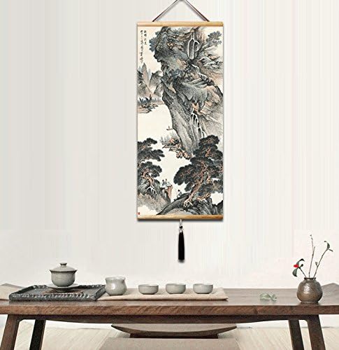 Chinese painting Wall Scroll,Classical landscape painting, Canyon visitor (35x80cm)