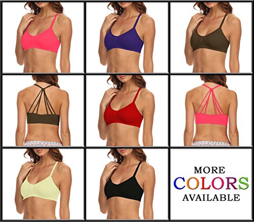 Belle Donne - Women's Soft Sports Bra / Yoga Strap Back Cup A B Padded Bralette