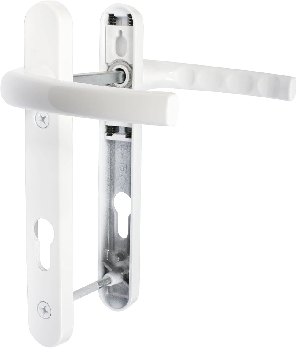 JCP uPVC Door Handle Pair 122mm Centres 92mm PZ 220x30 Backplate White