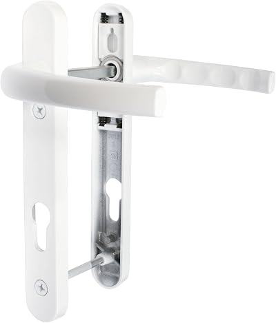 JCP uPVC Door Handle Pair 122mm Centres 92mm PZ 220x30 Backplate White