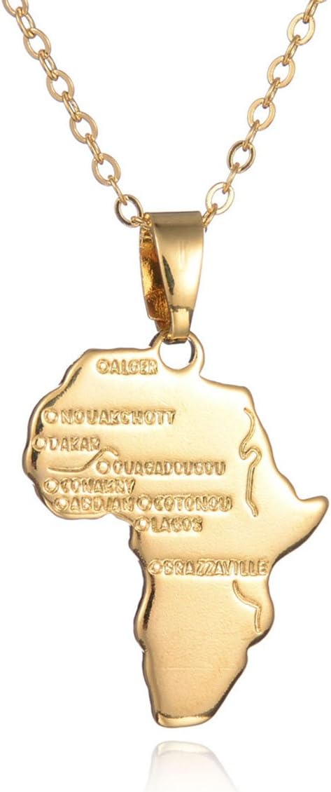 Godyce Africa Map Necklace Jewelry - Gold/Silver-Tone Alloy with Gift Box