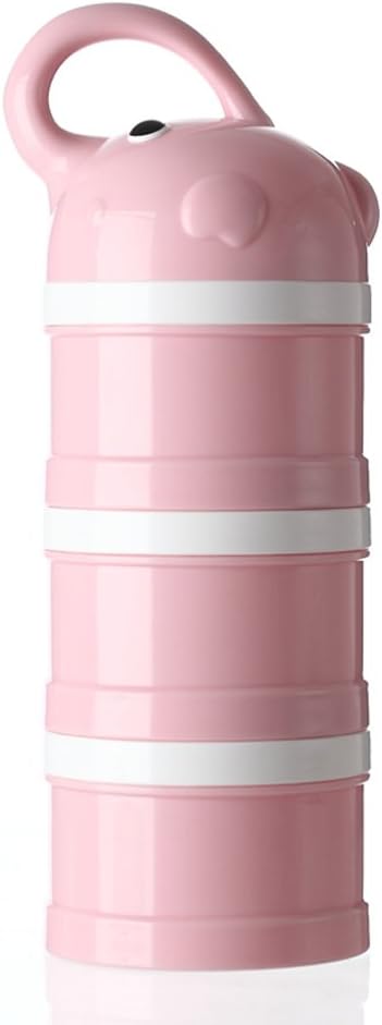 Milk Powder Dispenser Formula No Mix & Spill BPA Free Twist-Lock Stackable Snack Container Pink Elephant
