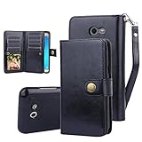 TabPow Galaxy J7 V Case, Galaxy J7 Prime Case, Galaxy J7 Perx Case, 10 Card Slot - ID Slot, Button Wallet Folio PU Leather Cover With Detachable Magnetic Case For Samsung Galaxy J7 V (2017) - Black