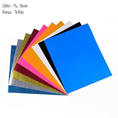 HTV Designs Premium Iron On Heat Transfer Vinyl Bundle. 10 PACK plus a BONUS Teflon. 4 GLITTER 3 NEON 3 PU. Silhouette Cameo Iron On Cricut Vinyl. Heat Press HTV Vinyl for T Shirts-MULTICOLOR - Image 4