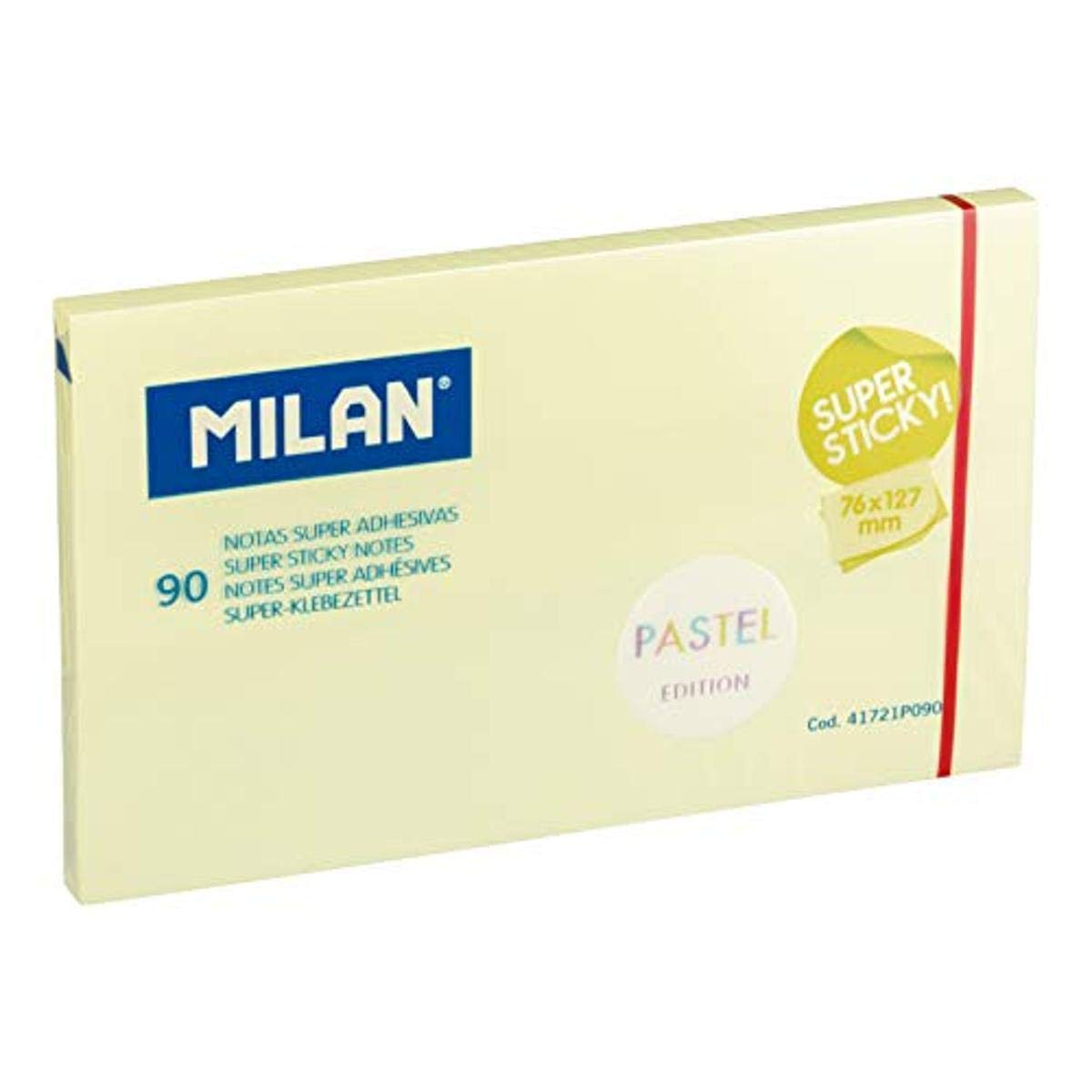 MILAN Pad 90 Sheets Super Adhesive Yellow Pastel 76 x 127 mm