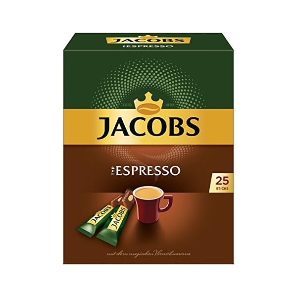 Jacobs löslicher Kaffee Espresso, 25 Instant Kaffee Sticks, 1 x 25 Getränke