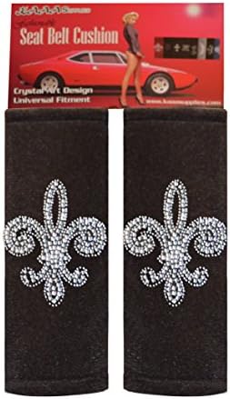 Seat Belt Cover Shoulder Pad Cushion With Fleur de Lis Deco Stone (Charcol gray)