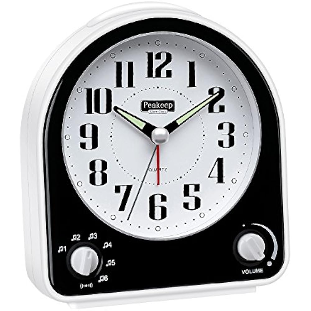 NonTicking Silent Alarm Clock, Optional 7 Wakeup Sounds With Volume