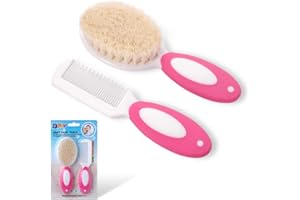 MR LION Baby Hair Brush for Newborns & Toddlers | Natural Soft Goat Bristles | Ideal for Cradle Cap | Perfect Baby Registry Gift (Rose Red)