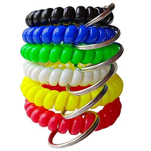 Wrist Keychain - Spring Spiral Stretch Coil Wristband Key Ring Key Chain, for Gym, Pool, ID Badge,Keys