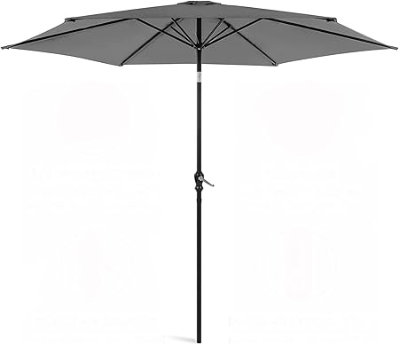Amazon Com Barton 11 Ft Patio Umbrella Outdoor Umbrella With Push Button Tilt And Crank Function 8 Steel Ribs Gray Garden Outdoor