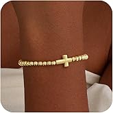 Gold/Silver Bracelets for Women Stackable 14K Gold/Silver Plated Stretch Bracelets Dainty Paperclip Cross Bow Charm Accessories Jewelry for Women Trendy