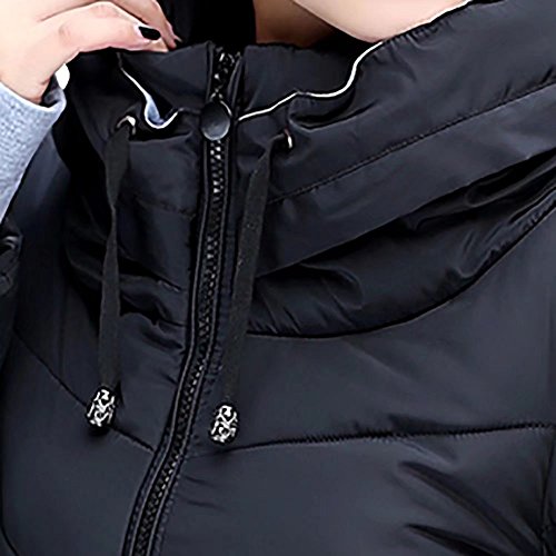 SITENG Womens Winter Jacket Parkas Thicken Plus Size Outerwear Solid Hooded Coats Short Slim Cotton Padded Basic Tops (Large, Black)