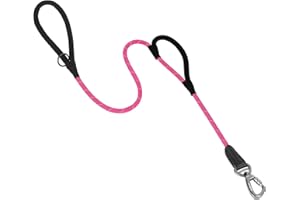 PetBonus Double Handle Rope Dog Leash, 5FT Heavy Duty Training Lead with Lockable Hook and 2 Comfortable Padded Handles, Refl