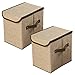 LightBiz Household Decorative Collapsible Jute Storage Box Drawer with Lids, 2 Pack, Khaki