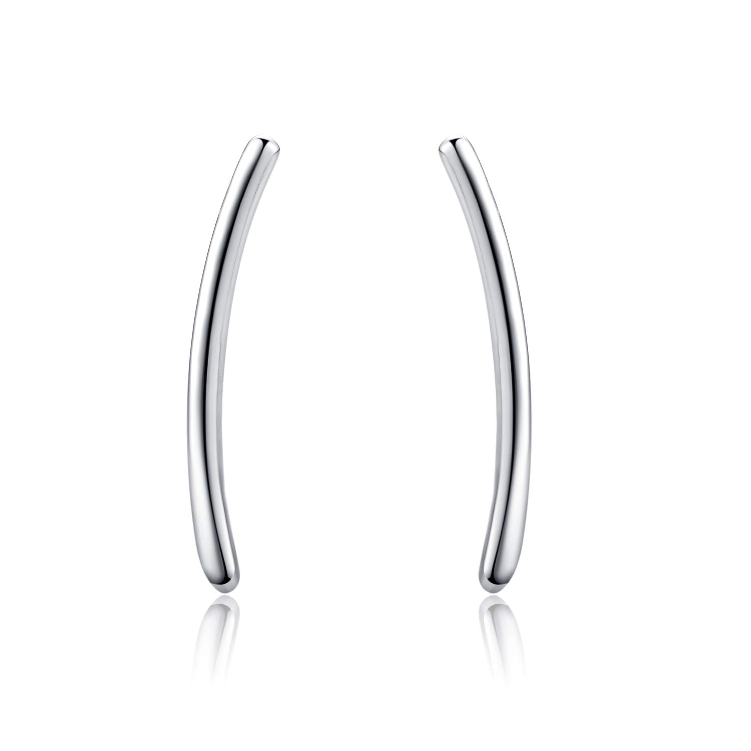 925 Sterling Silver Curved Bar Ear Climber Earrings for Women Girls Everyday Earrings